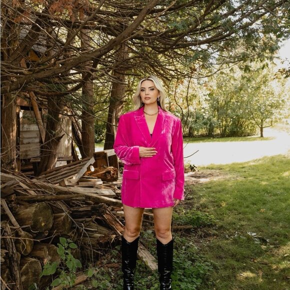 Smash + Tess Pink Velvet Blazer Sz XL - Picture 1 of 11